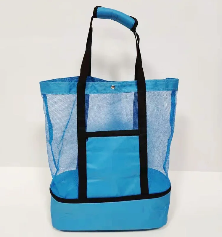 Mesh Beach Bag KABAQOO Women Extra Large Tote Multipocket Zipper