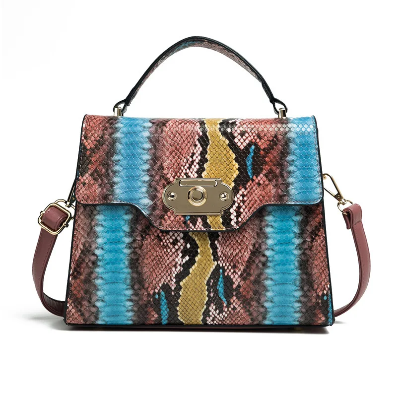 European Fashion Designer Handbag Snake Pattern Tote Crossbody Bag Women