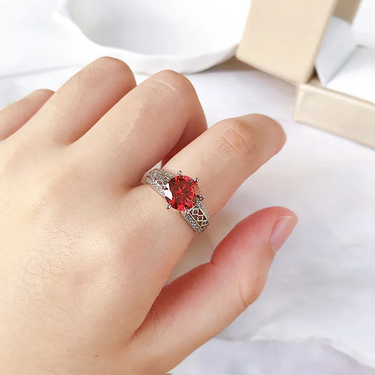 925 sterling silver jewelry garnet ring female ruby ring jewelry lady
