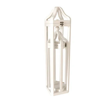 indoor and outdoor decoration Candle Lantern With Handle Wind Lamp rustic wood white candle lanterns