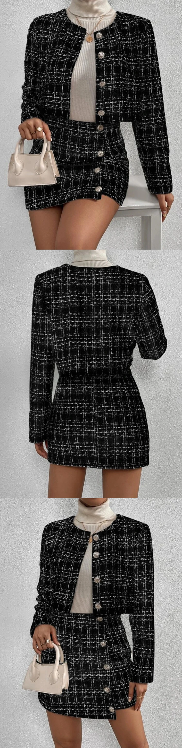 2023 Hot Sale Autumn Elegant Coat And Skirt Set Custom High Quality Two ...