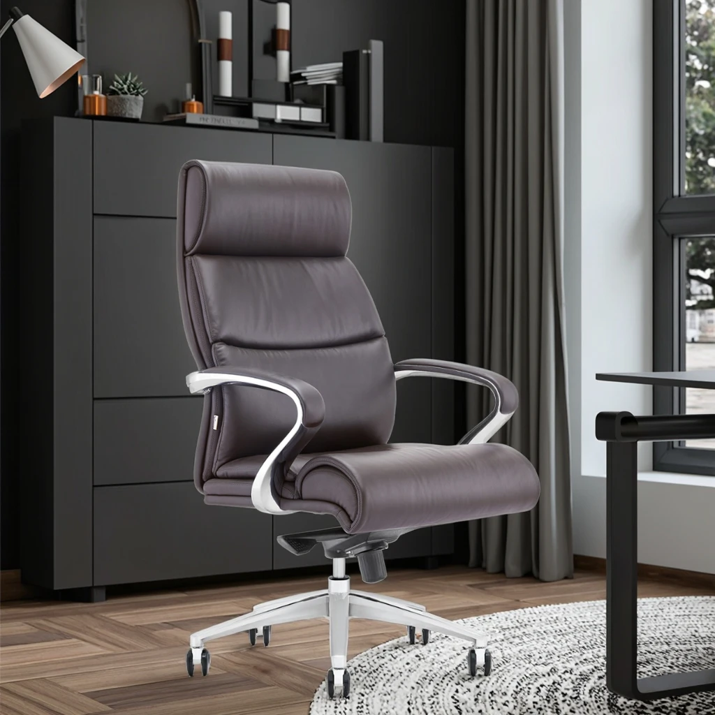 Luxury Executive Throne Double Plywood Core Aluminum Armrest Caps Premium Office Centerpiece 3