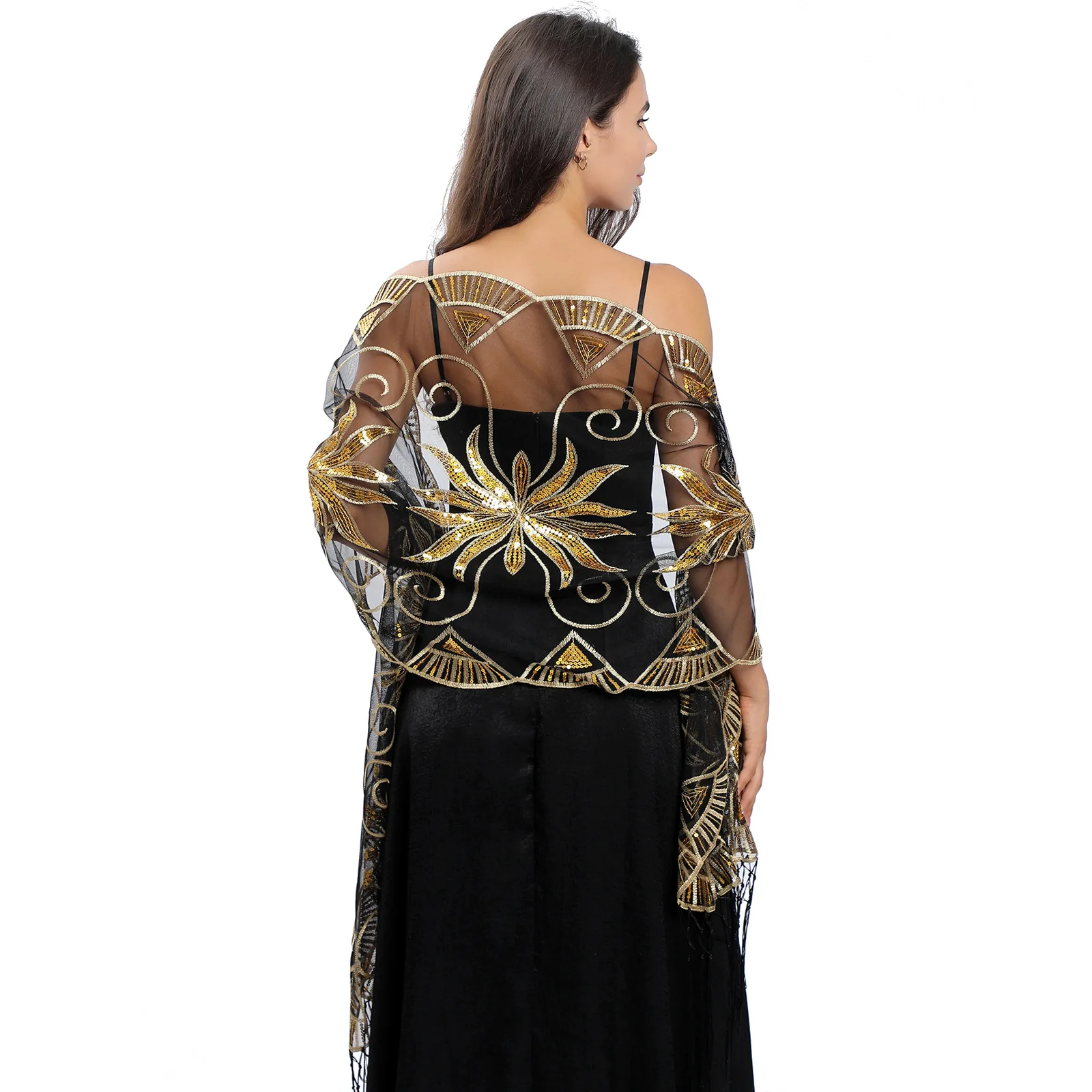 Silver Shawl for Wedding - Stunning Sequin Wrap Scarf