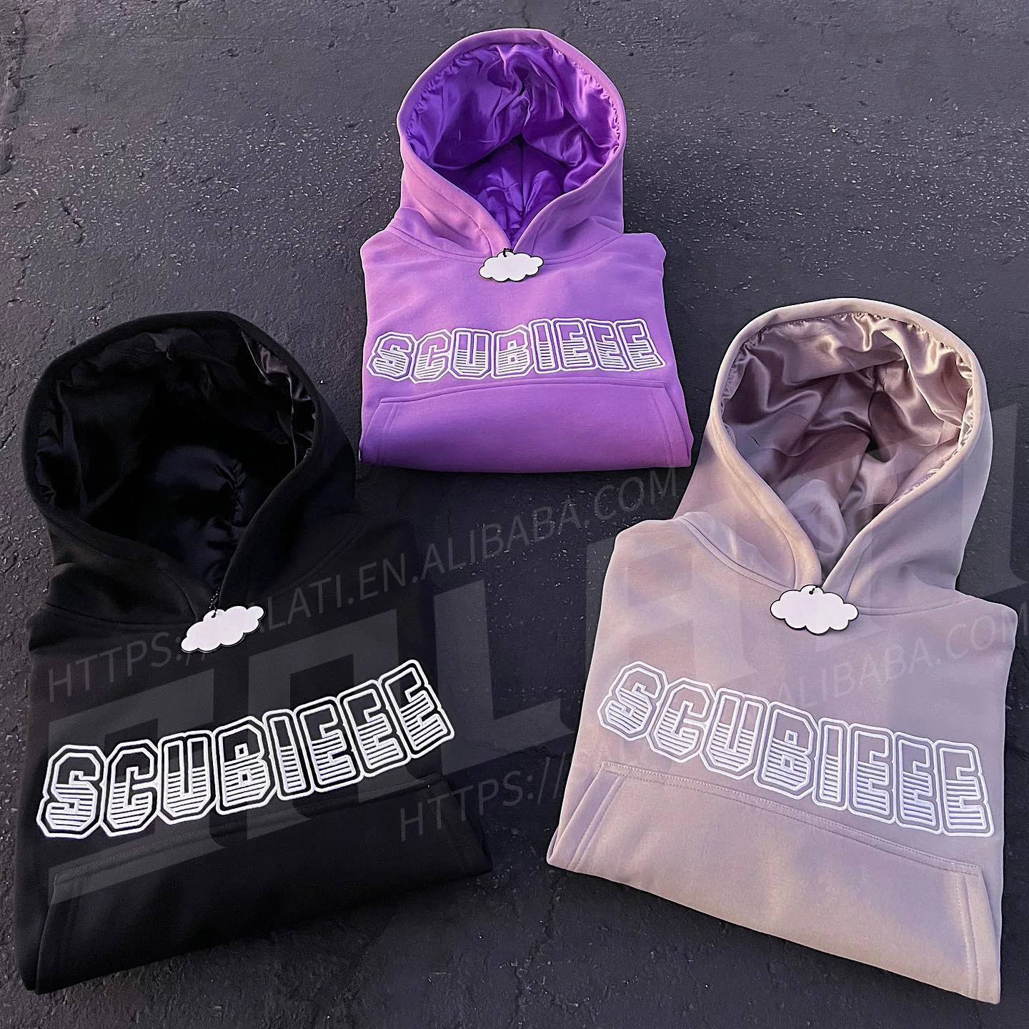 Salati No String Hoodie Men Cotton PullOver Heavyweight Oversized Embroidery Satin Lined Streetwear Unisex Hoodie With Silk Hood gallery 3