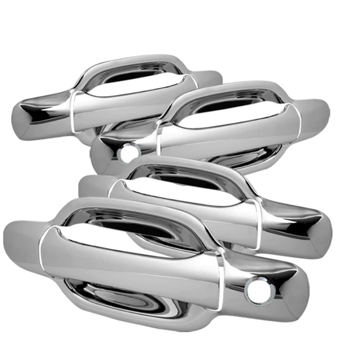 Triple Chrome Door Handle Covers For 2005-2012 Chevy Colorado - 4 Door + PSG Keyhole + Tailgate Handle Covers