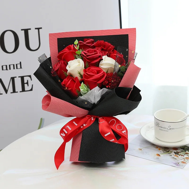 Carnation Soap Flower Simulation Rose Small Bouquet 38 Valentine's Day Creative Gift for Boyfriend and Girlfriend