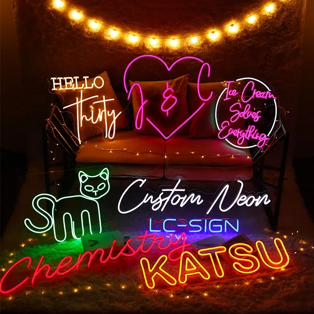 product multi colours wall art decor for bedroom custom street fashion kaws neon lets party neon sign849-9