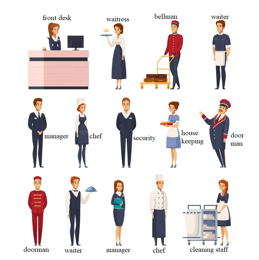 Manager Chef Waiter Waitress Bellman Different Departments Clothing High Quality Hotel Staff Uniforms