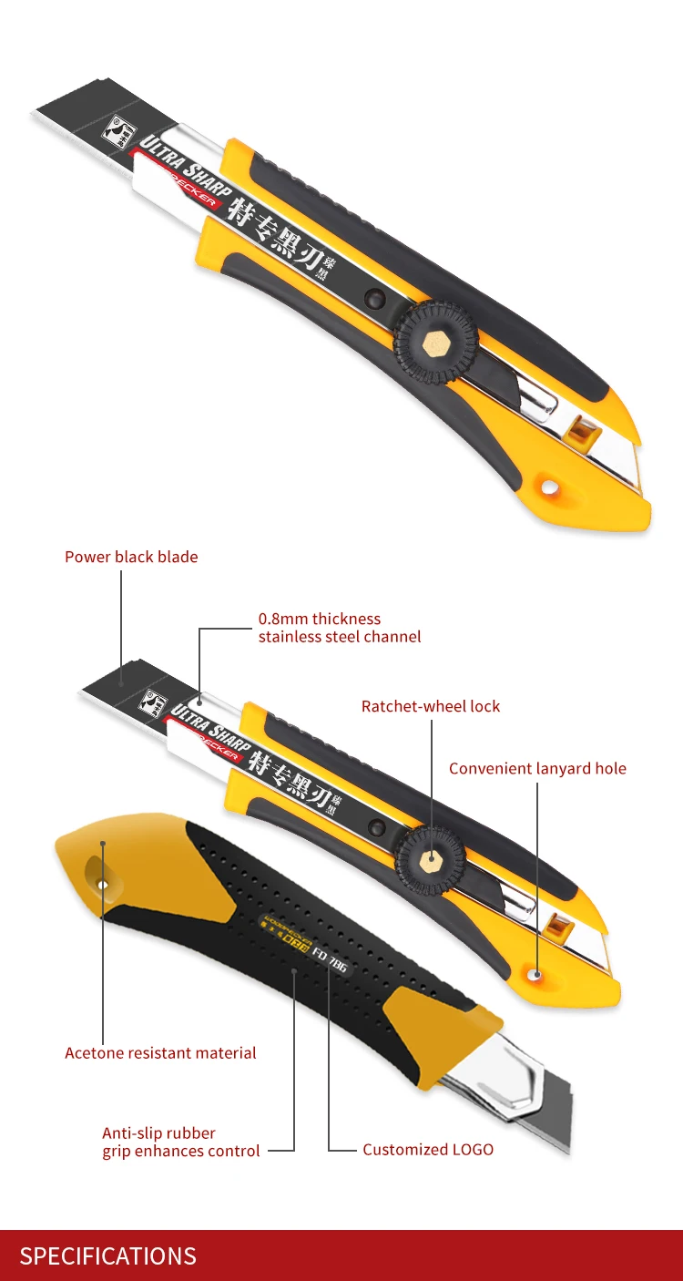 High Quality Fixed Free Sample Safety Retractable Box Cutter Knife