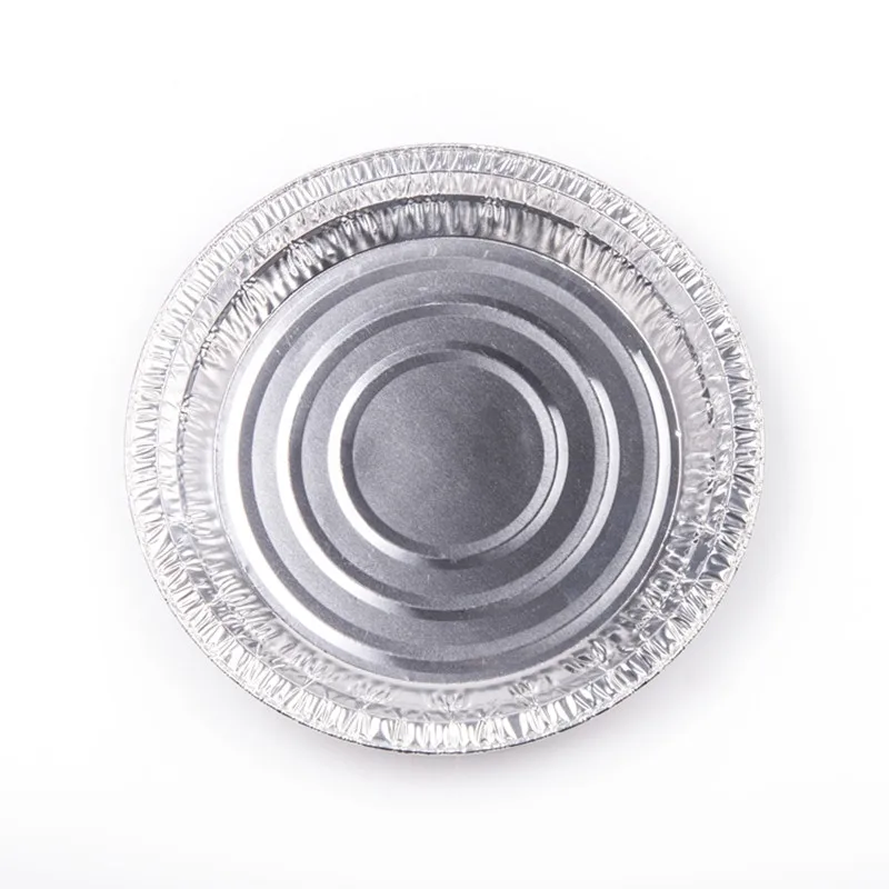 TIA YB72 9-inch Round Plate Pizza Tray Aluminum Foil Container Meal Prep Storage Tray Reusable Foil Container for Home Kitchen
