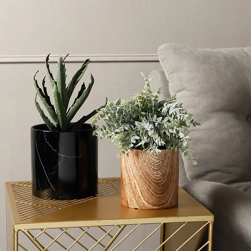 Redeco New Trend Mini Garden Supplies With Tray Marble Veins Pots Ceramic Plant Sale for