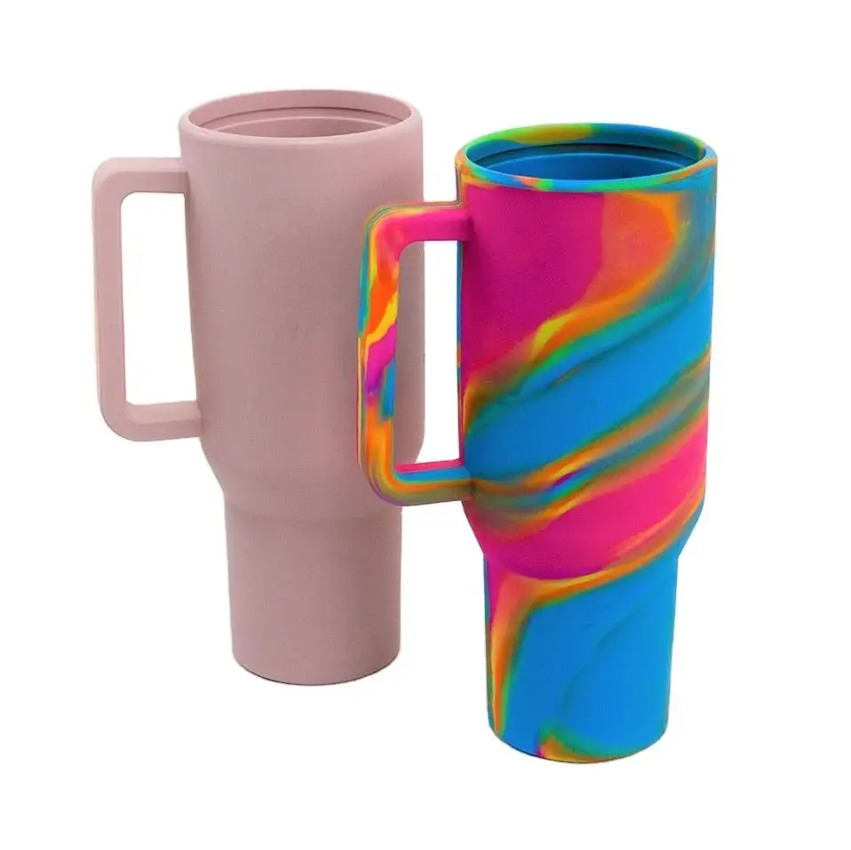 Modern Eco-friendly Silicone Coffee Mug with Handle 40oz High-Temperature Resistant Travel-Friendly Handgrip for Parties