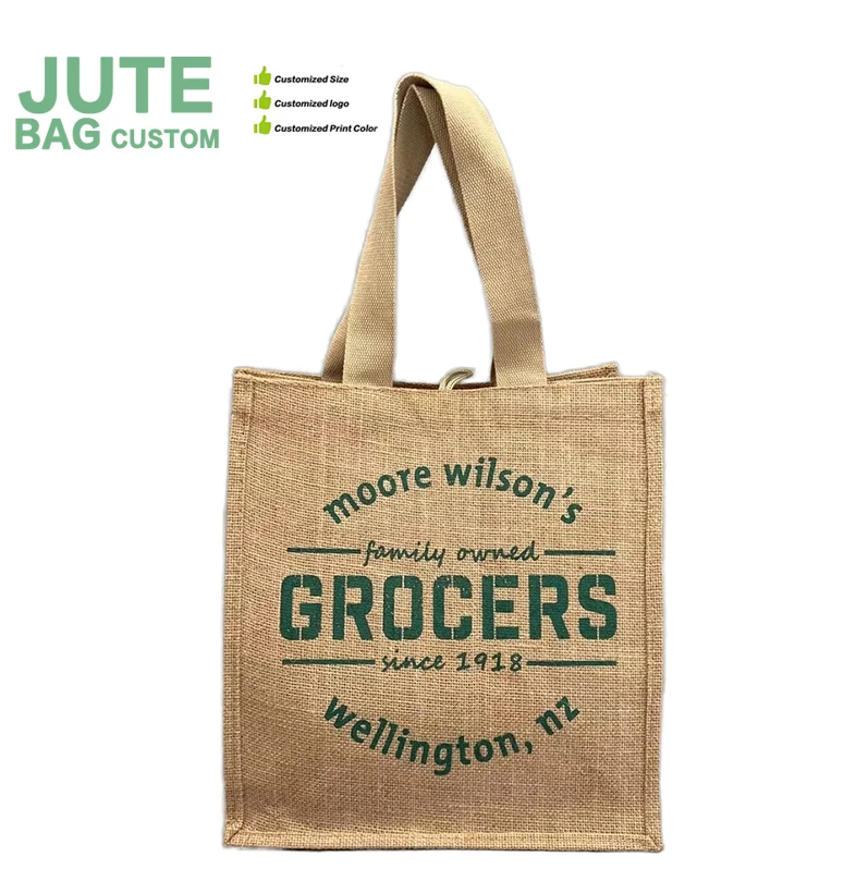 Wholesale Promotion Eco-Friendly Reusable Shopping Bags for Women Custom Burlap Jute with Logo Packing for Outdoor Use