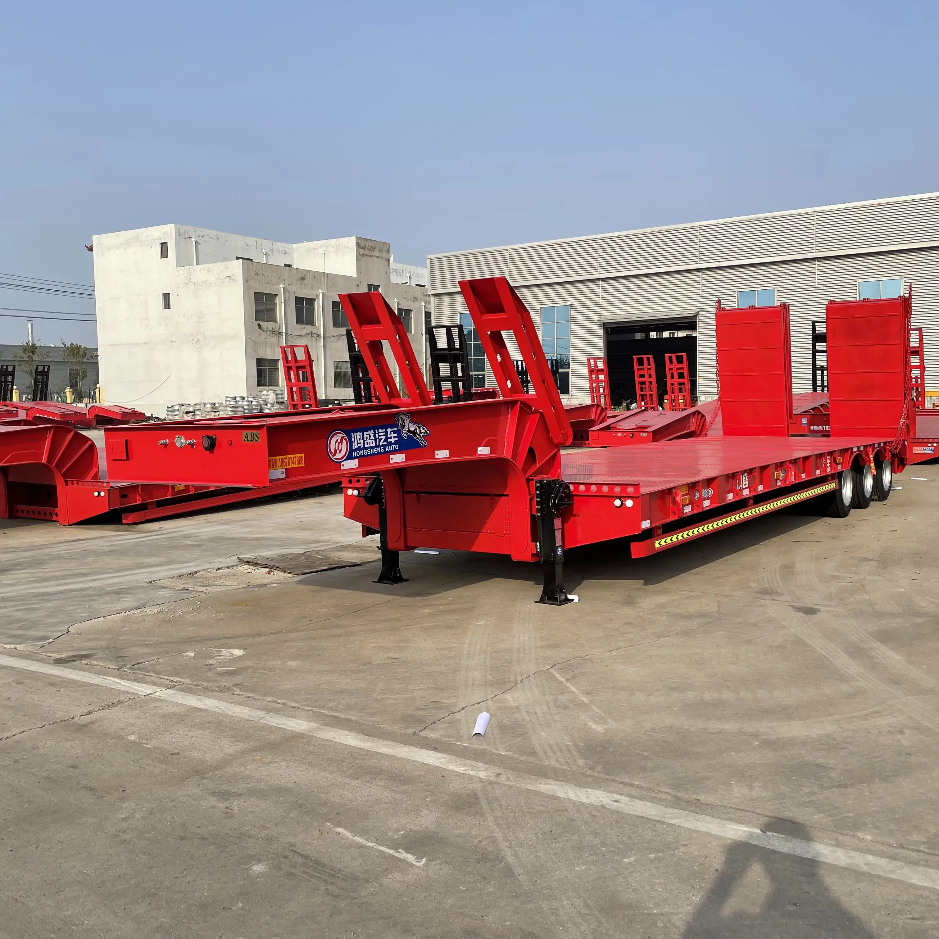 Gooseneck Lowboy 3-осевой прицеп с наклонным скольжением стандартная низкая кровать грузовик