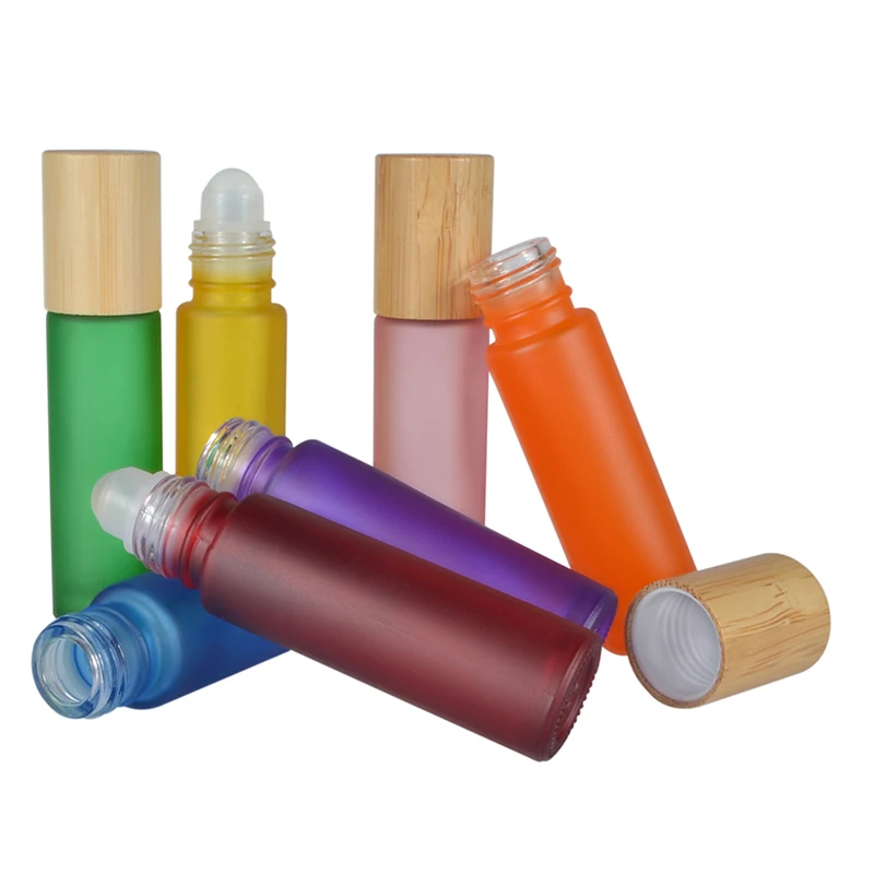 Perfume Essential Oil Clear Roller Bottle 10ml Glass Roll on Bottle with Bamboo Lid and Rollers