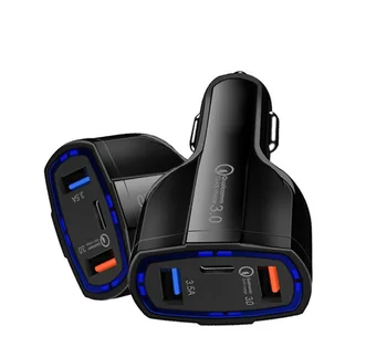 Alternative view of QC3.0 Fast Charge Car Charger 7A Dual USB with Type-c Interface Output Car Charger 2 Usb Type-c Car Charger