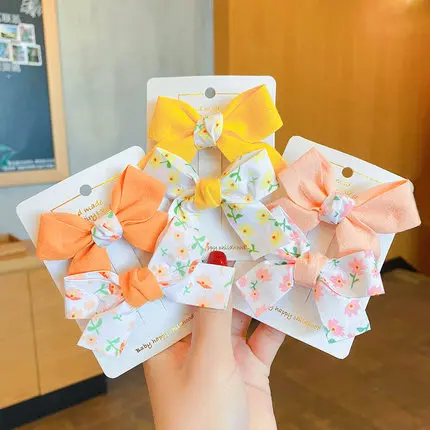 Baby Bow Hair Clip Bangs Lovely Girl Cloth Art Card Hairpin