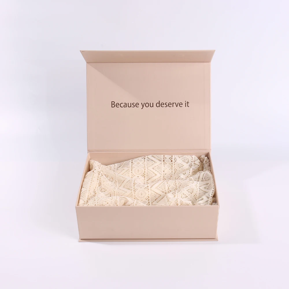 Custom High-End Flip Paper Box for Scarf Packaging Hot Stamping Printed Rigid Magnetic Cover Embossing Elegant Gift Packaging
