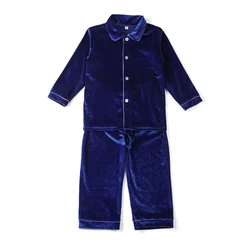 Новинка, высококачественные пижамы для мальчиков, для малышей, детей, 2 предмета, Пижамный костюм на заказ, рождественские красные винтажные бархатные пижамы для мальчиков