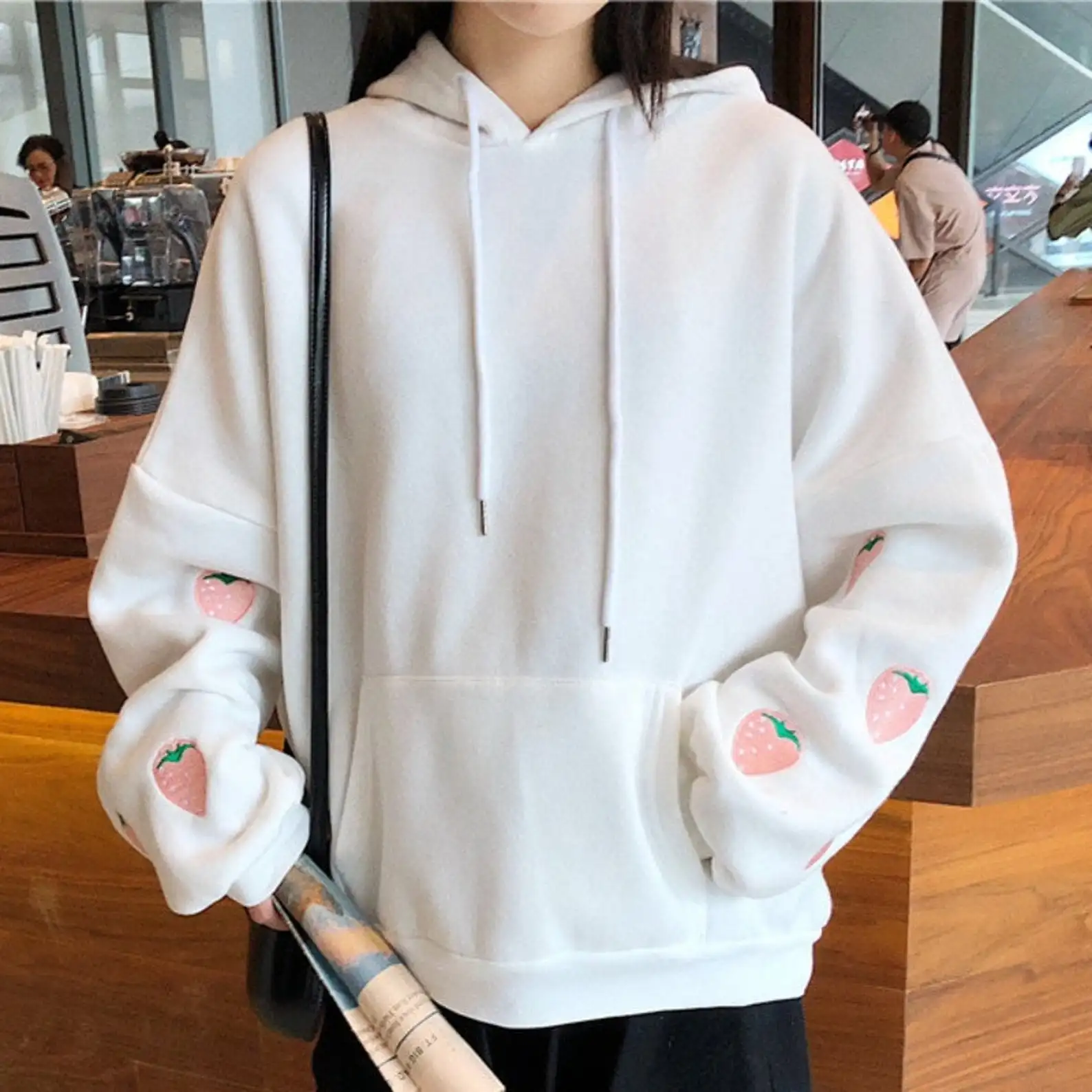 Custom Korean Women Streetwear Hoodie Cute Girly Kawaii Harajuku Style Sweaters Hoodies Sweatshirts
