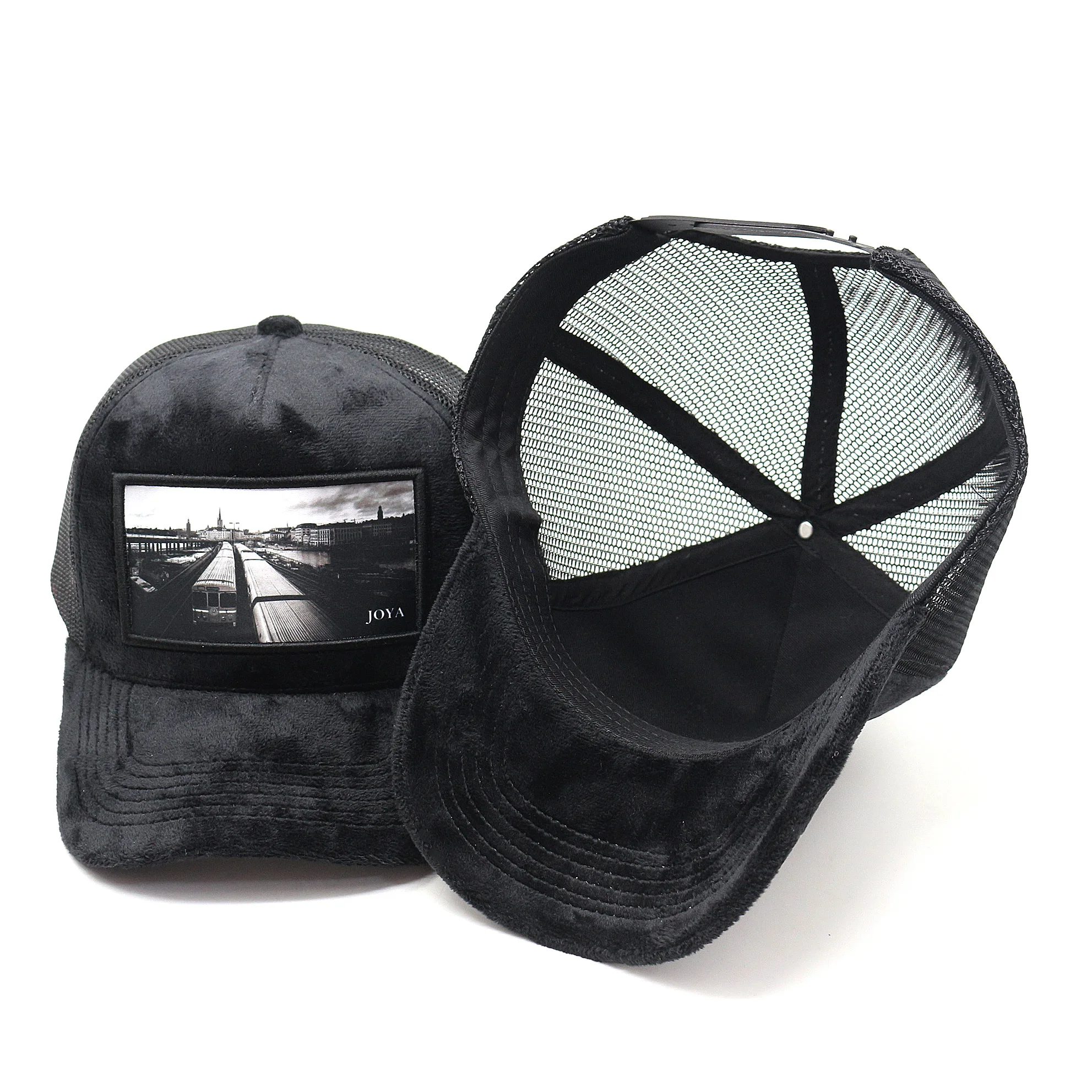 Wholesale Mesh Custom 5 Panel Velvet Fuzzy Trucker Hat With Embroidery ...