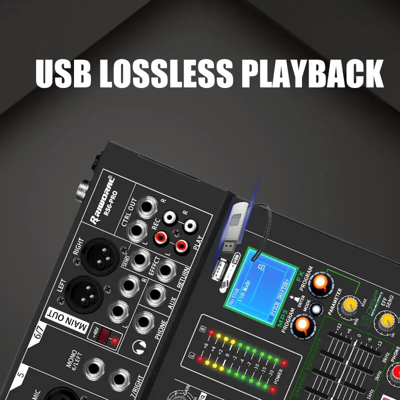 RS8-PROオーディオミキサー8チャンネルUSBMP3プレーヤー16 DSP