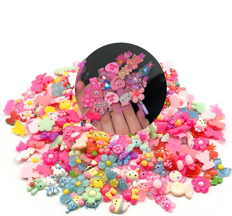 3D Heart Cartoon Resin Colorful Bear Kawaii High Quality Nail Charm Wholesale Red Candy Cherry Nail Art Decoration Bulk