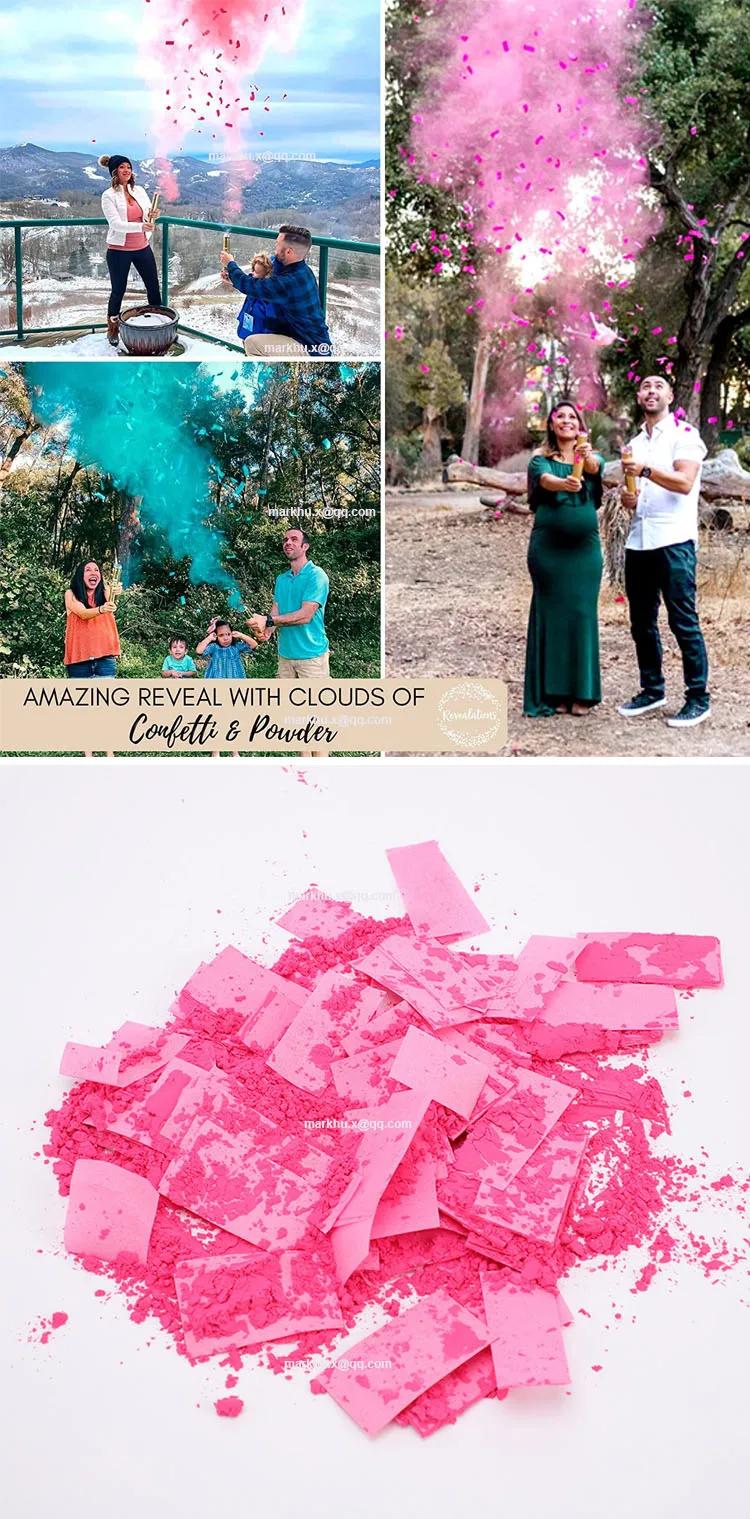 Gender Reveal Confetti Powder Cannon Gender Reveal Party Supplies Popper Smoke Powder