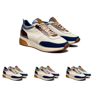 Custom Men's Breathable Genuine Leather Sneakers New Trend Fashion Sports Running Shoes for Casual Autumn/Winter/Spring/Summer