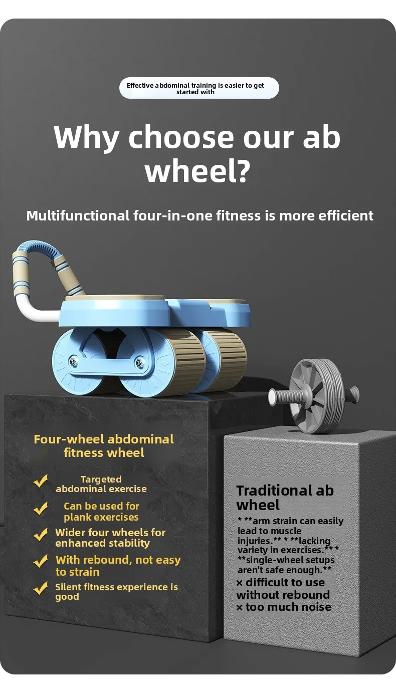 Automatic Rebound Abdominal Wheel Cruncher Home Exercise Fitness Equipment Elbow Support Belly Slimming Muscle Trainer Home Use