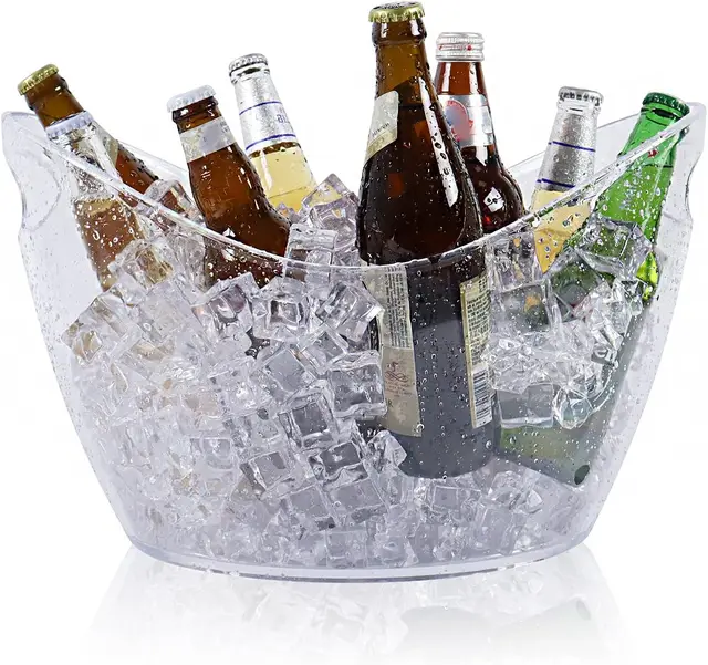 12L Large Drink Bucket Clear Transparent Acrylic Ice Bucket Wine Champagne Bucket for Parties Barbecues Picnics