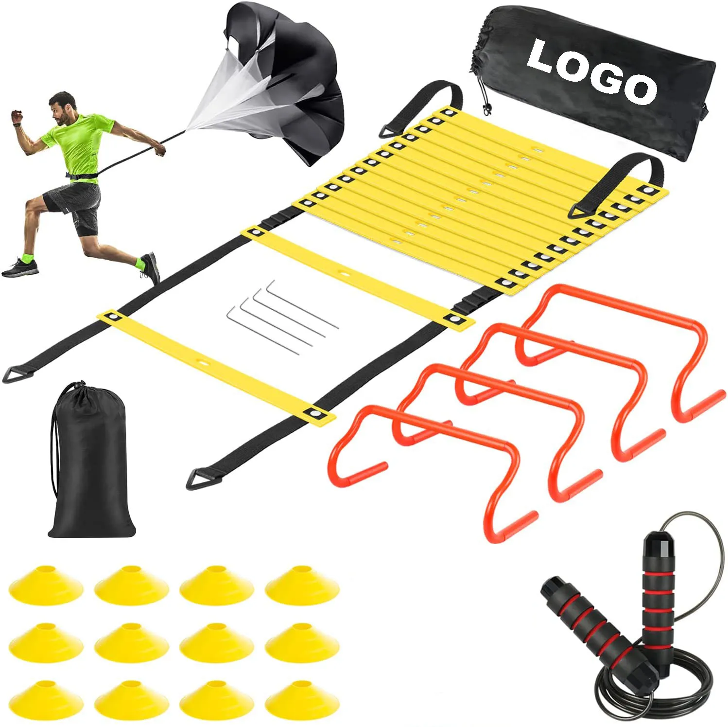 Custom Football Training Set Soccer Agility Ladder Set Drag Parachute ...