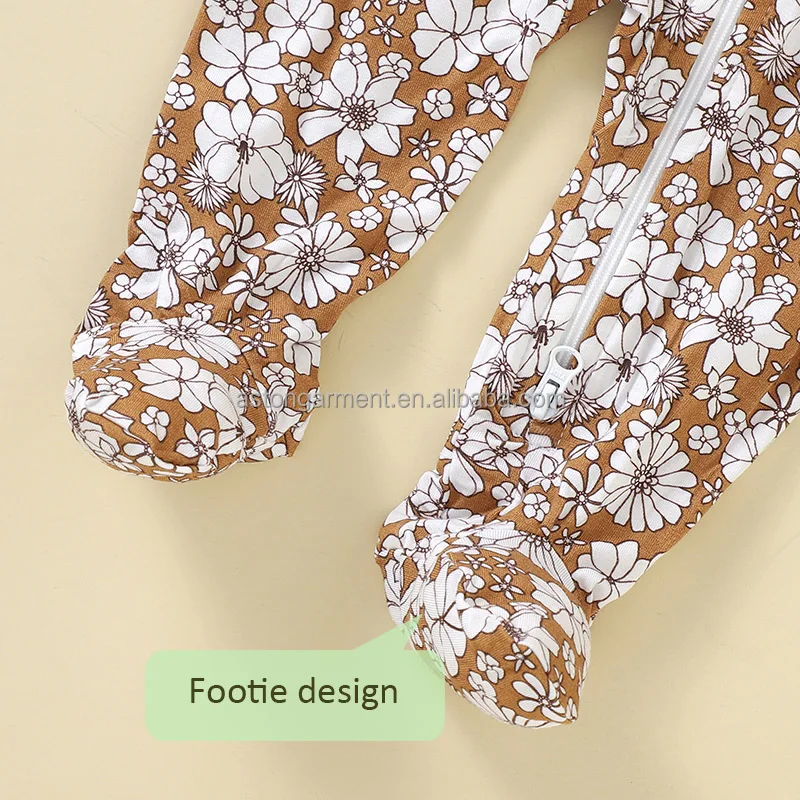 Customized Printing Doubleway Zipper Baby Bamboo Onesie Fold Over