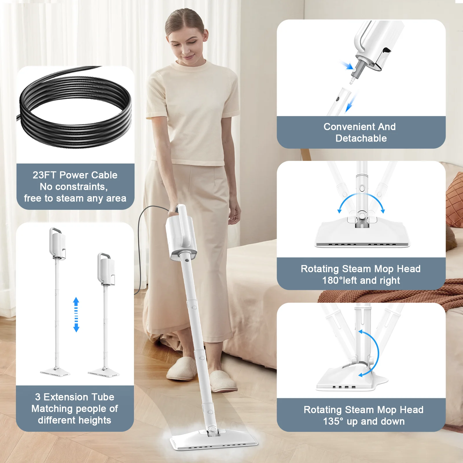 Teendow Most Popular Household Multi-Function Handheld Electric Steam Mop Cleaner Living Room Bedroom Steam Mop