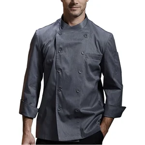 Italian Chef Uniform Lightweight Double-Breasted Twill Jacket with Long Sleeves for Kitchen & Restaurant Use