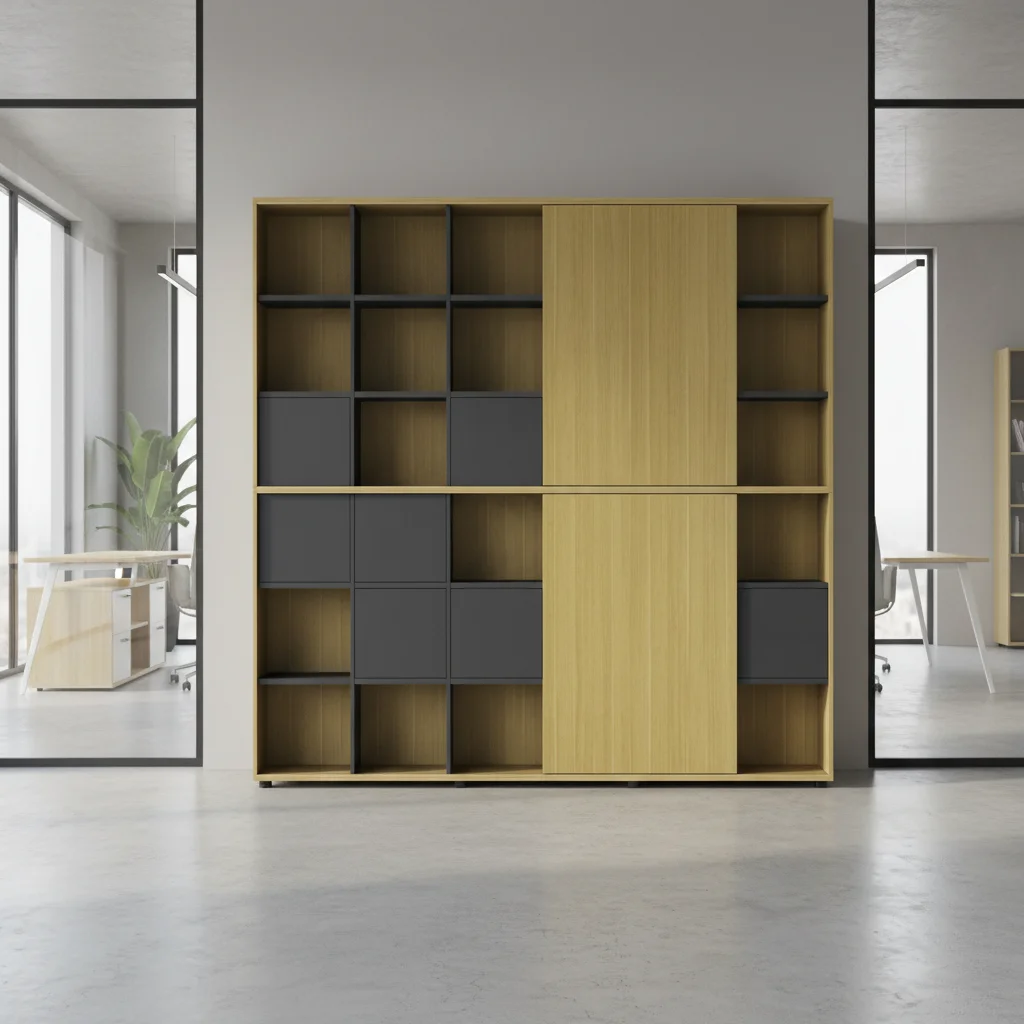 Executive Seven-Door Solid Wood Filing Cabinet with Aluminum Trim Adjustable Modern Home Office Storage Commercial Solution 6