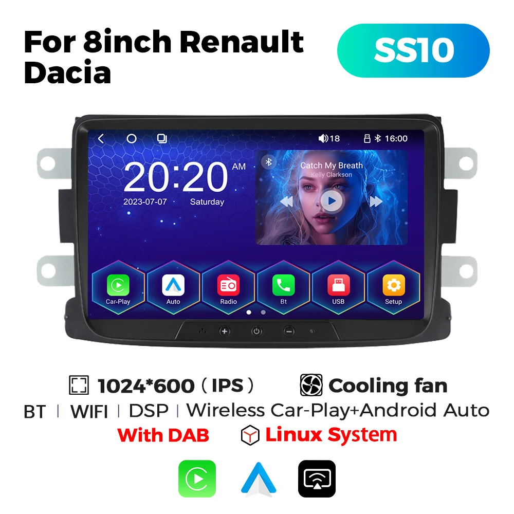 MEKEDE SS10 Linux System IPS Touch Screen Car Player for 8inch Renault Dacia Support Rear Camera DAB FM AM