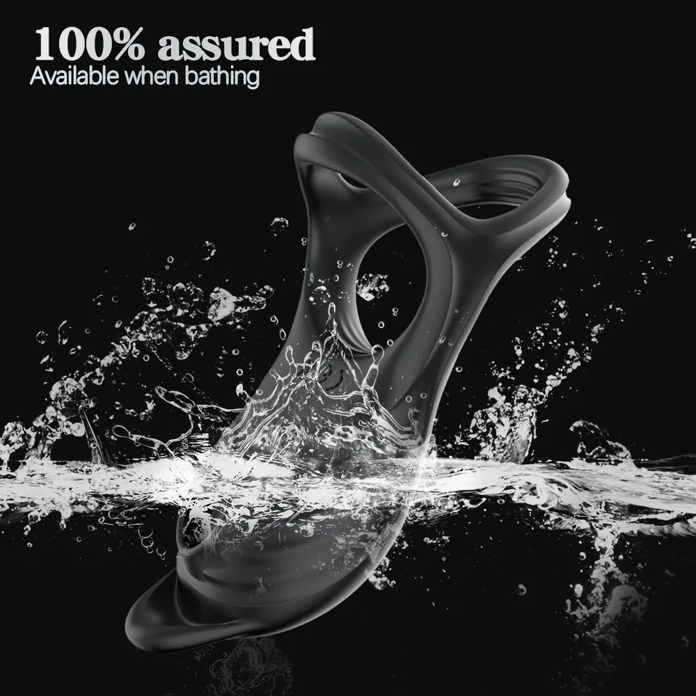Lovehoney Wild Thing Vibrating Cock Ring - Stretchy Silicone Double Penis Ring - Wireless Remote Control 10 Function Cock Ring For Couples Sex - Waterproof - Black