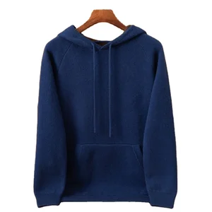 Men's 100% Cashmere Heavy Padded Casual Hoodie Winter Air Cardigan Sweater