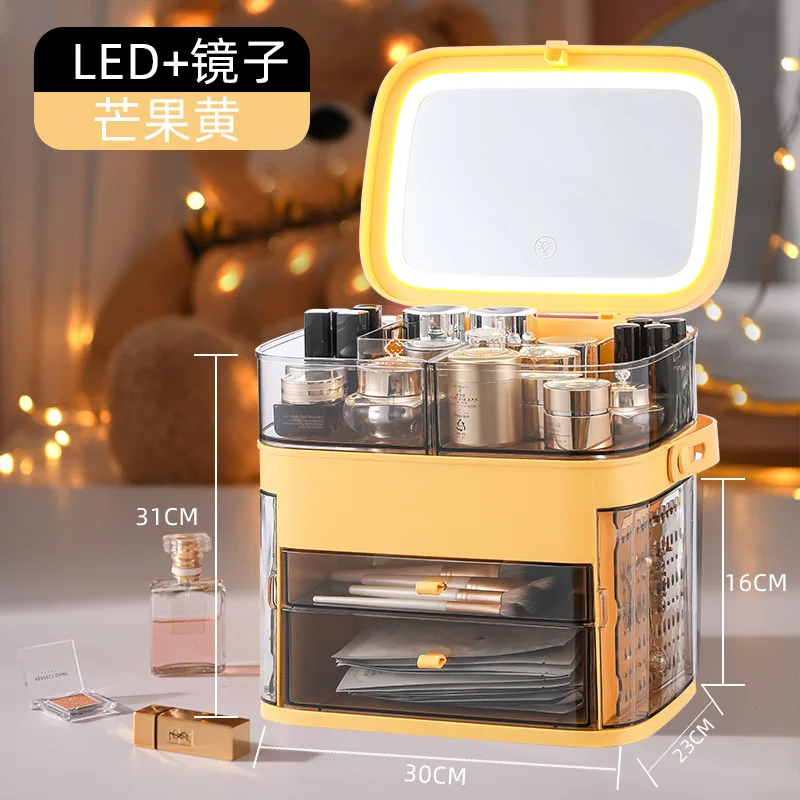 Makeup Case With Touch Led Lighted Makeup Mirror Cosmetic Case Folding