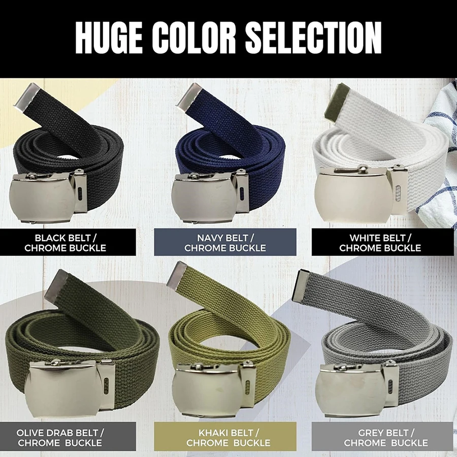 Wholesale Adjustable Training Web Belt Wear-resistant Multifunctional Cotton Canvas Color Webbed Tactical Belt