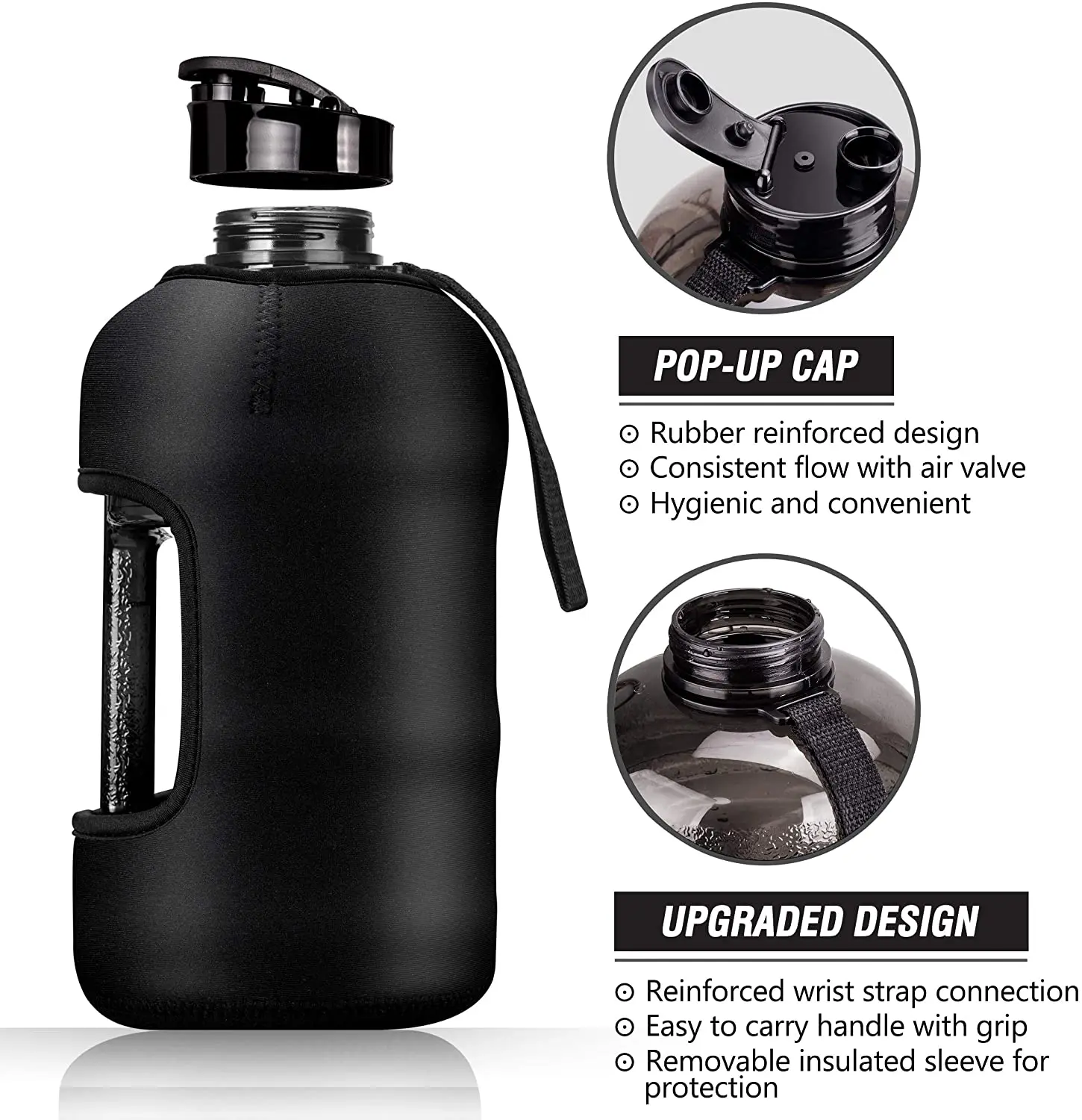 Gym Water Bottle With Case Bodybuilding Water Bottle Strong Durable