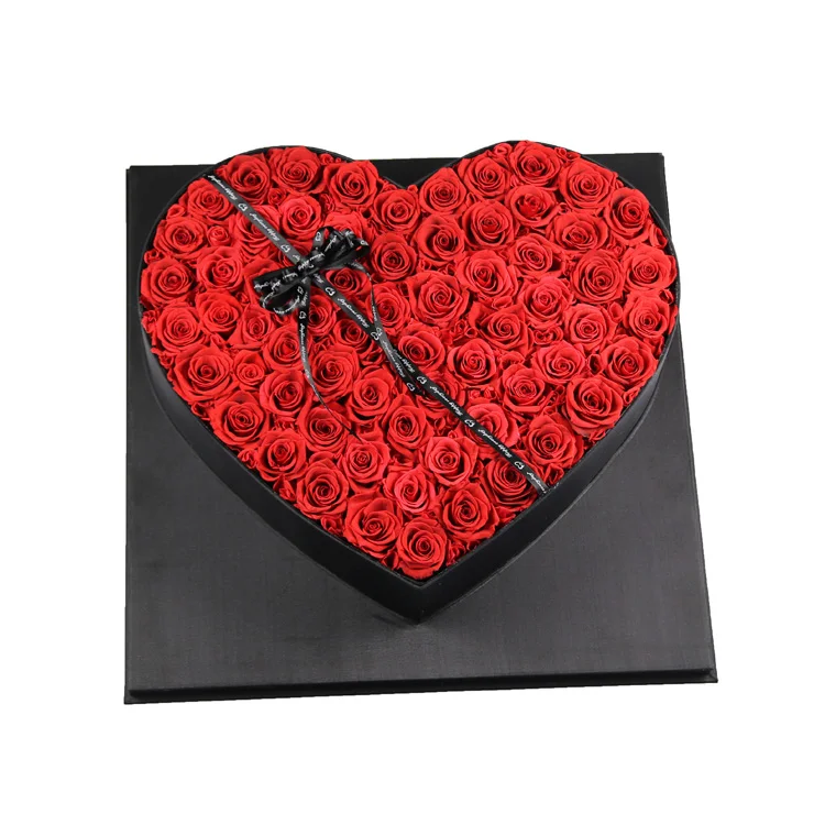 Caja De Regalo Negra,Rosa Roja,Flores Secas De Tacto Real,Rosa Eterna,Flor  Estable Preservada,Caja De Regalo Con Forma De Corazón - Buy Real Toque  Flores Secas,Eterna Rosa,Y Rosa Corazón En Forma De Caja De