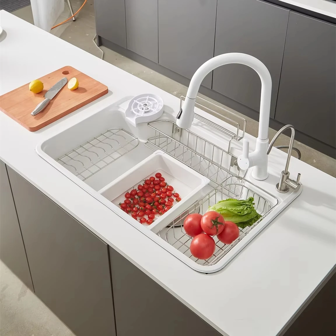 Hot White 304 stainless steel thickening kitchen sink modern multifunctional sink kitchen new design high-capacity kitchen sink