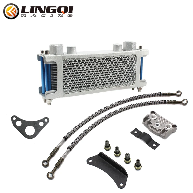 Buy Qii Lu Engine Oil Cooler, Motorcycle Oil Cooler Aluminum Oil Cooler Fan Radiator Fits For Most Motorcycles Dirt Bike Pit Bike Engine Black