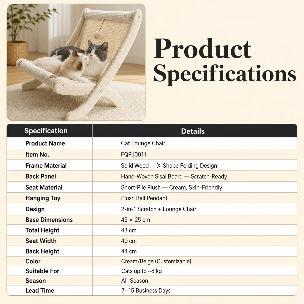 Custom Wooden Cat Lounger Bed Sisal — Product details 4