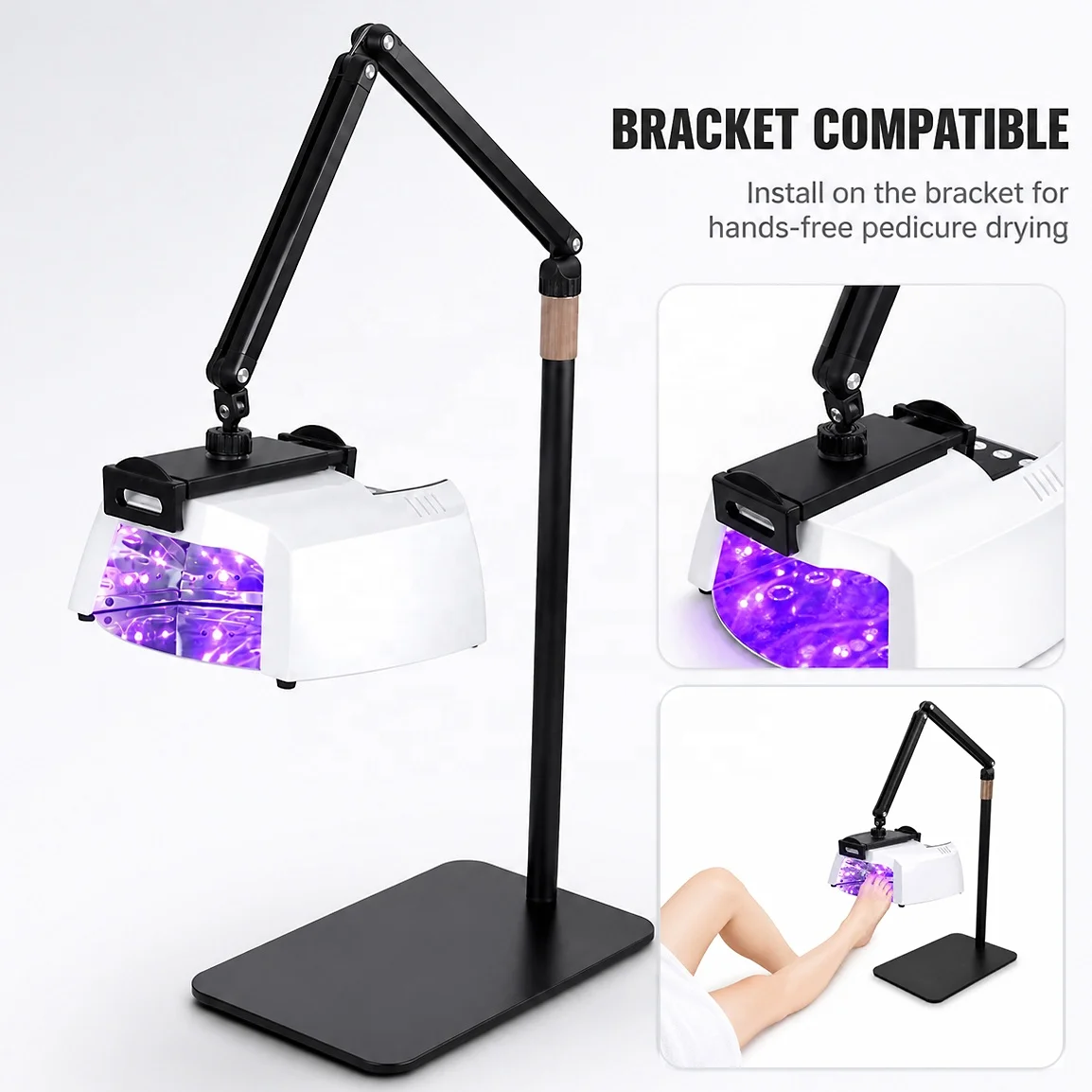 90W Floor Standing Fast UV LED Nail Curing Lamp Pedicure Dual Use  Auto Sensor Smart Nail Dryer for Hand and Feet Nails