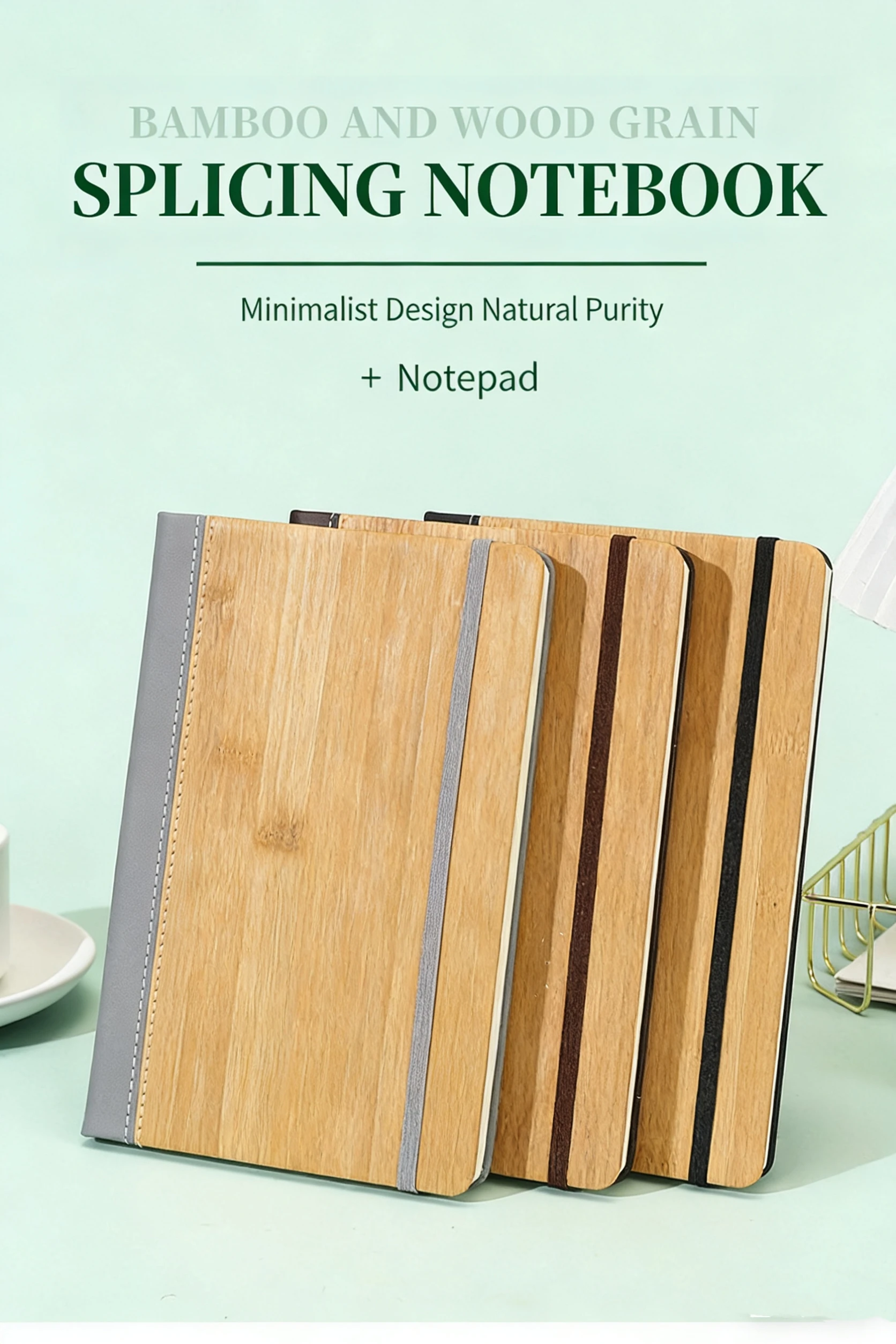 Creative bamboo  notebook A5 cork mosaic binding  business notebook office set custom logo eco-friendly notebook preview 4