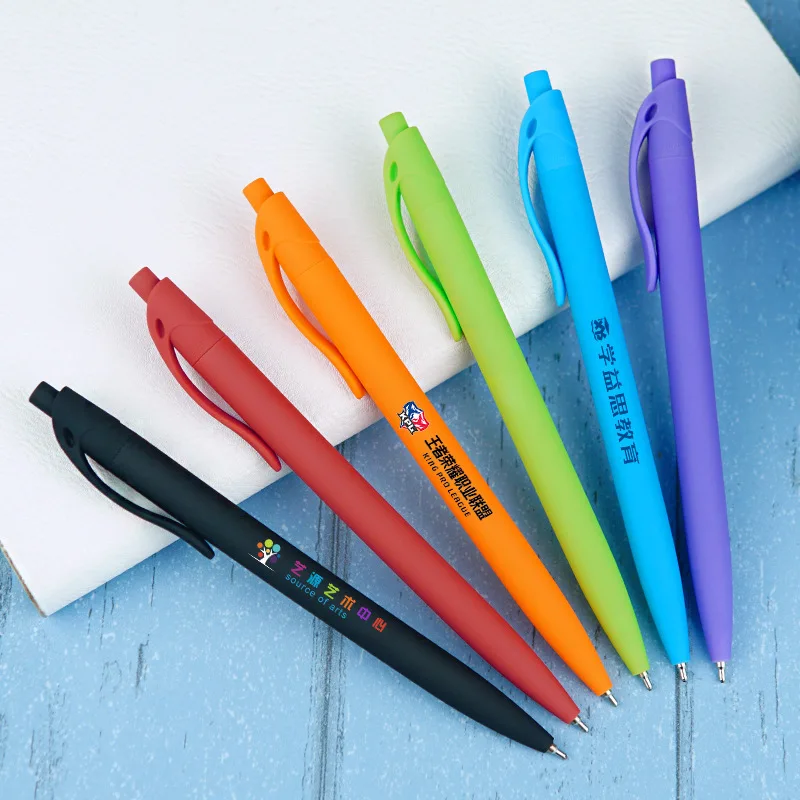 Customized Comfortable Soft Feeling Rubber Paint Coating Plastic Custom Logo Imprint Ballpoint