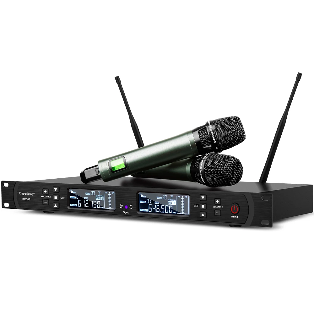 Depusheng Sistema microfonico wireless a 1/2/4 canali con ricevore